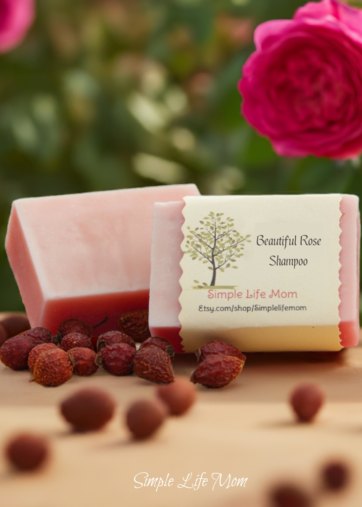 ROSE SHAMPOO BAR - vegan, organic, all natural, cold processed herbal shampoo bar, handmade, rose essential oil